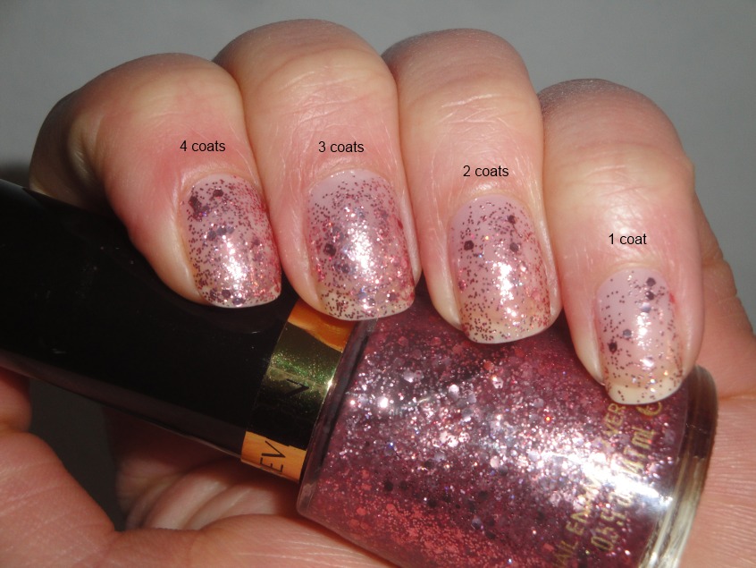 Revlon Sparkling Anniversary Collection Spring Summer 2012 Deborah Lippmann Some Enchanted Evening Essie A Cut Above Dupe Pink Glitter topcoat hexagons holographic layered