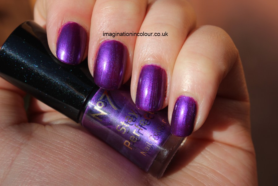 No 7 Vivid Violet Boots UK nail polish Stay Perfect Nail Colour review pink purple shimmer red toned bright mini christmas gift set