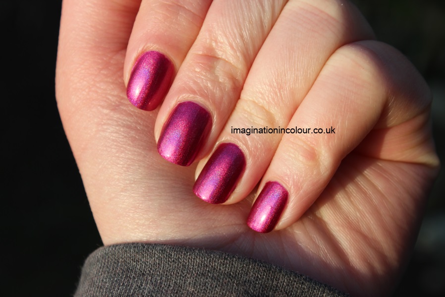 China Glaze Infra Red infrared pink fuchsia holographic hologlam nail polish collection qt blue duochrome 2013 review uk blog swatches swatch