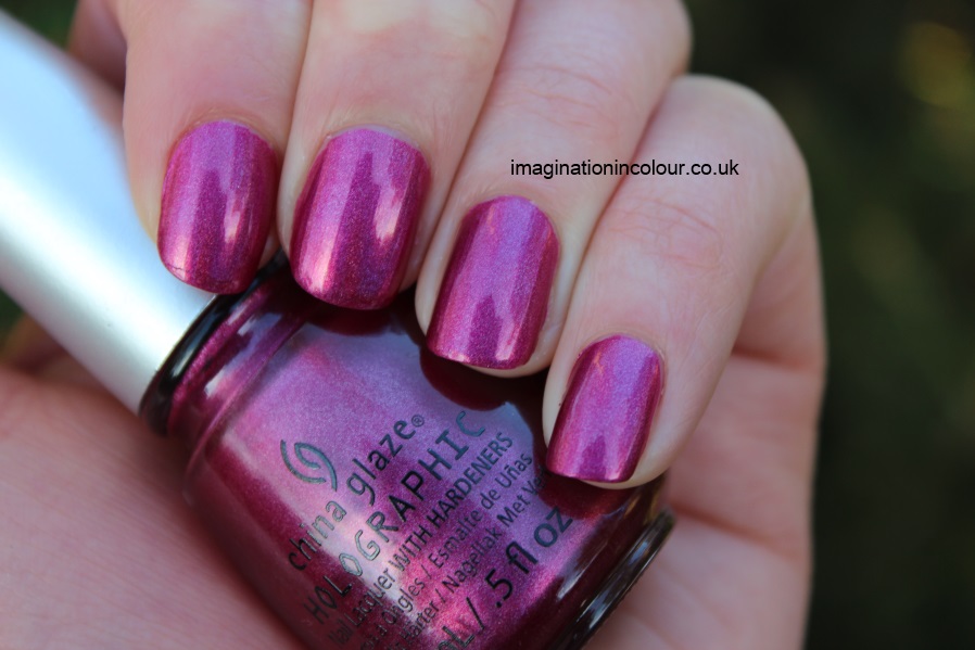 China Glaze Infra Red infrared pink fuchsia holographic hologlam nail polish collection qt blue duochrome 2013 review uk blog swatches swatch