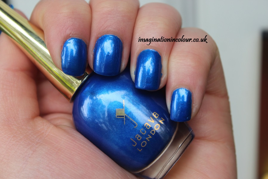 Jacava London Midnight's Secrets Secret nail polish 8-free 3-free bright cobalt blue shimmer china glaze frostbite metallic review blog UK
