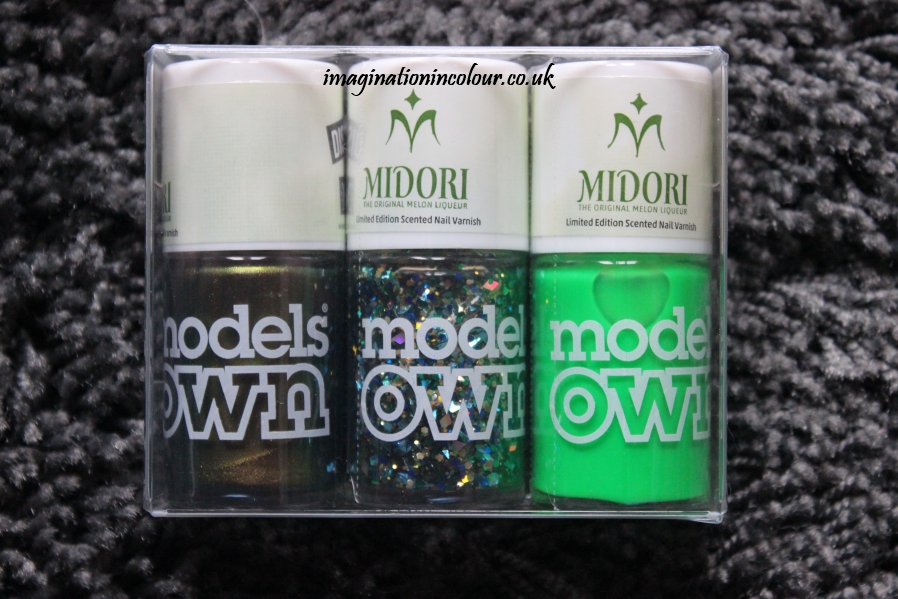 Models Own Midori Scented Nail Polish Melon Liqueur My Midori Golden Green Dancing Queen neon duochrome glitter topcoat